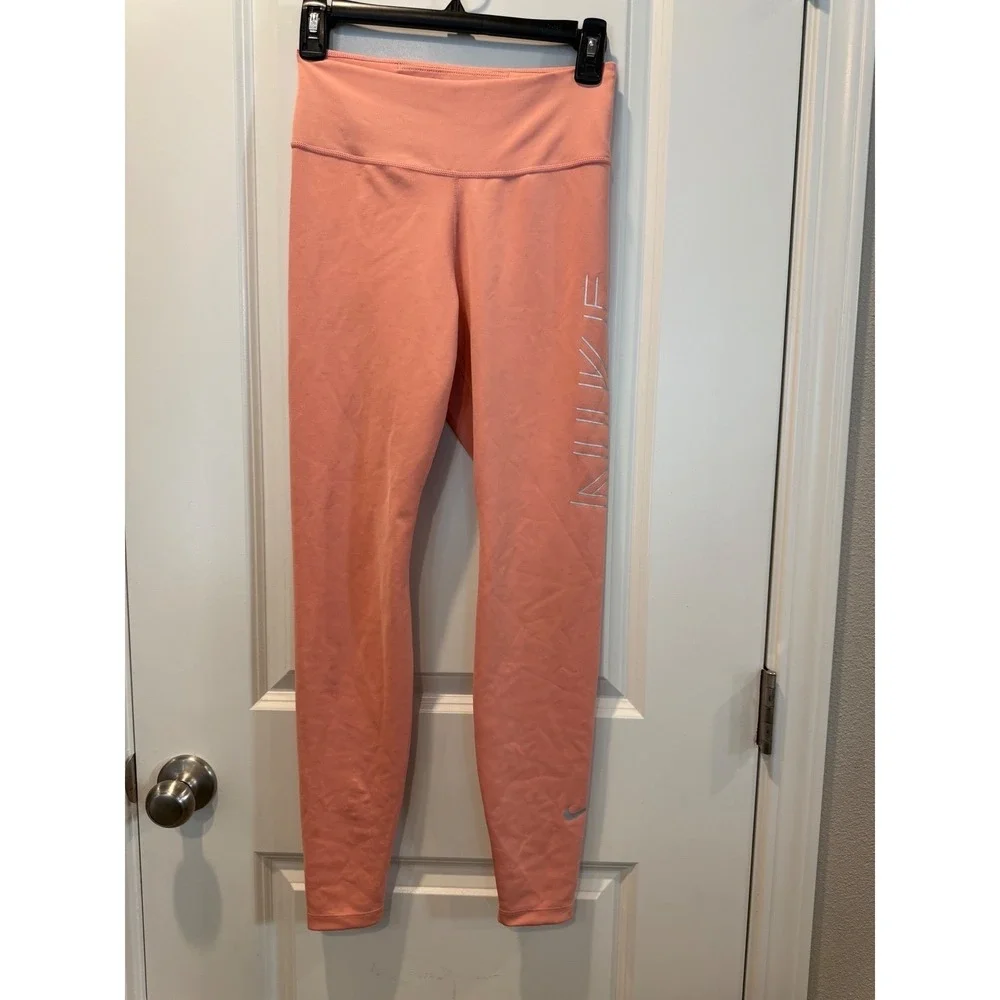 Nike Dri-FIT Womens High Waisted Graphic‎ Leggings Coral Pink 44559-671487 S